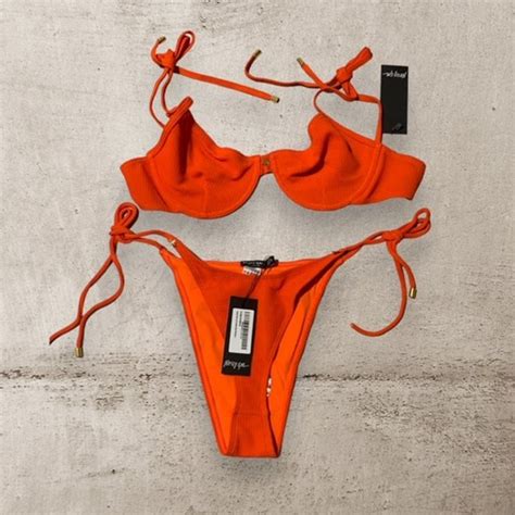 Nasty Gal Swim Nwt Nasty Gal Underwire Tie High Leg Cheeky Bikini Swimsuit Piece Set Sz