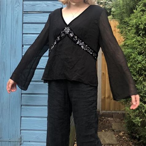Laura Ashley Womens Black Top Depop