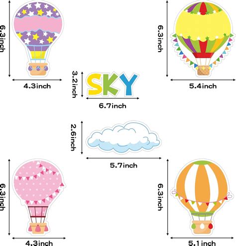Beyumi Pcs Hot Air Balloon Cloud Classroom Bulletin Board Decoration Set Colorful Accents