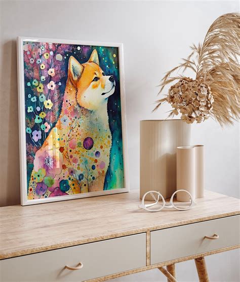 Shiba Art Print Kids Room Decor Watercolor Painting Cute - Etsy