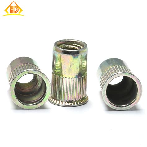 Zinc Plated M6 M8 M10 Steel Reduced Head Knurled Body Rivet Nuts With