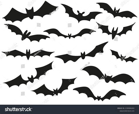 Collection Black Bat Silhouettes Halloween Vector Stock Vector Royalty