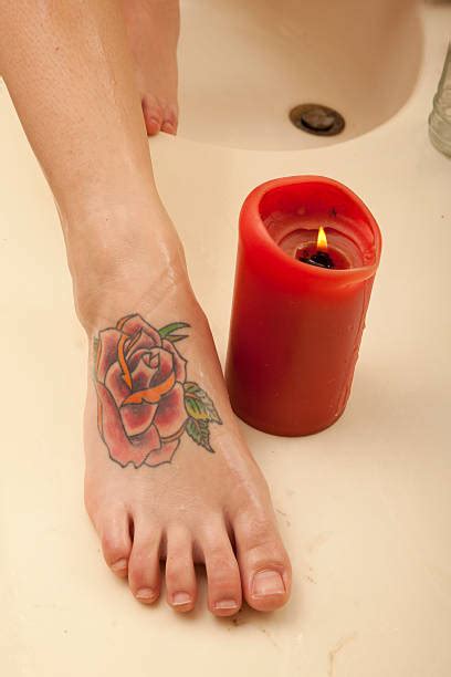 Red Rose Tattoo On Foot