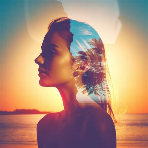 Premium Ai Image Summer Themed Double Exposure Bikini Portrait