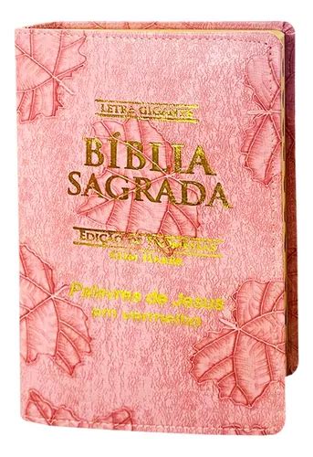 Biblia Sagrada Letra Gigante Luxo Popular Folha Rosa Harpa