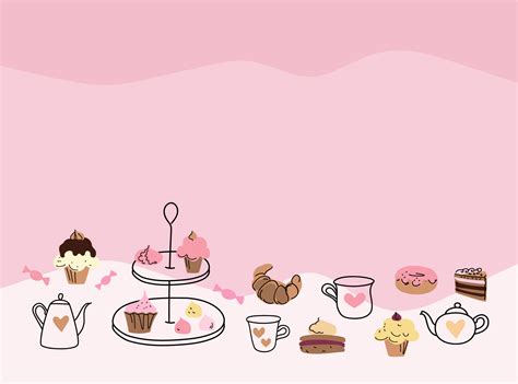Afternoon Tea Stand Set With Cakes Coffee House Icons Of Desserts