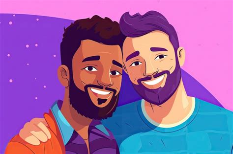 Premium Ai Image Generative Ai Illustration Of Smiling Couple Gay Lgbt Concept Positive And Joyful