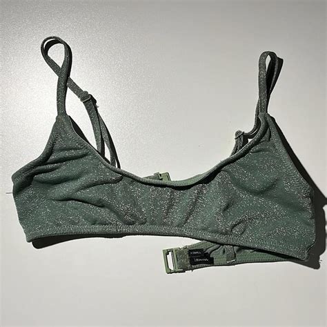 Green Sparkle Triangl Bikini Top Good Condition Depop