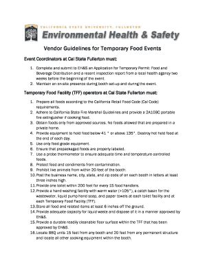 Fillable Online Ehis Fullerton Vendor Guidelines For Temporary Food