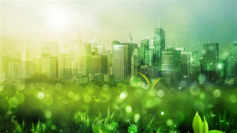 Sustainable Green Cityscape A Vibrant Ecofriendly City Skyline On A