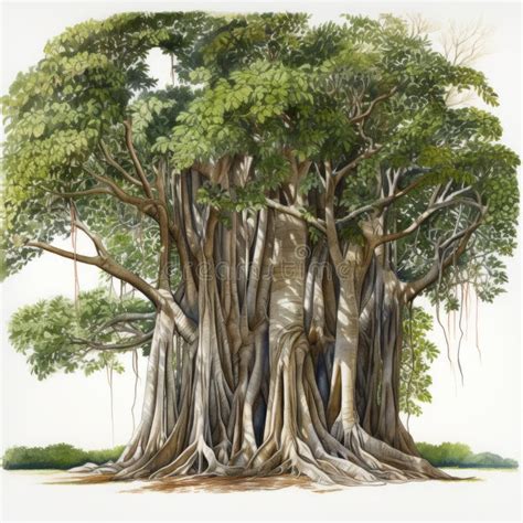 Green Banyan Tree: a Captivating Watercolor Painting by Beatrice Potter