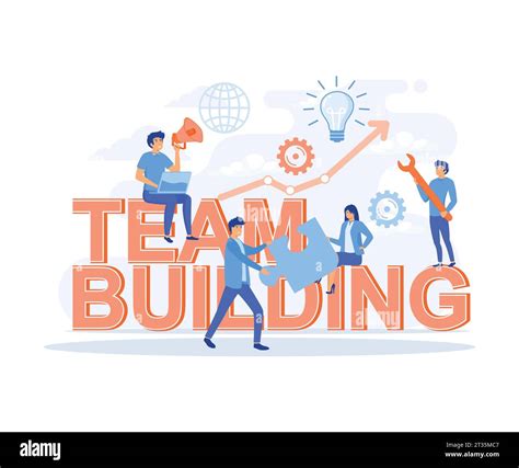 Team Building Concept Group Of People Gather And Work Together To Get