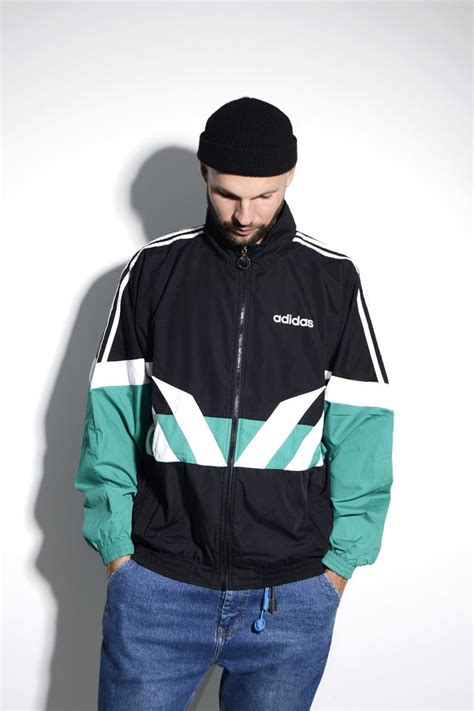 Vintage Adidas Sport Rave Shell Jacket Mens 90s Swag Hipster Tracksuit