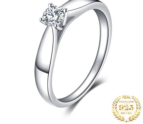 Bague Solitaire Fian Ailles En Argent Sterling Pour Femmes