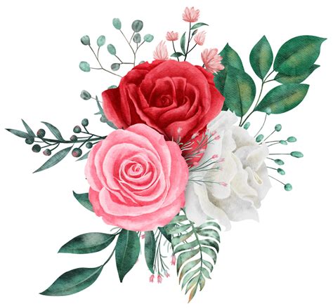 Aquarela De Buquê De Flores Rosas Para Dia Dos Namorados 9667955 Png