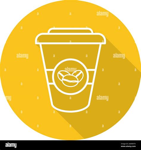 Takeaway Coffee Cup Flat Linear Long Shadow Icon Coffee To Go Vector Line Symbol Stock Vector