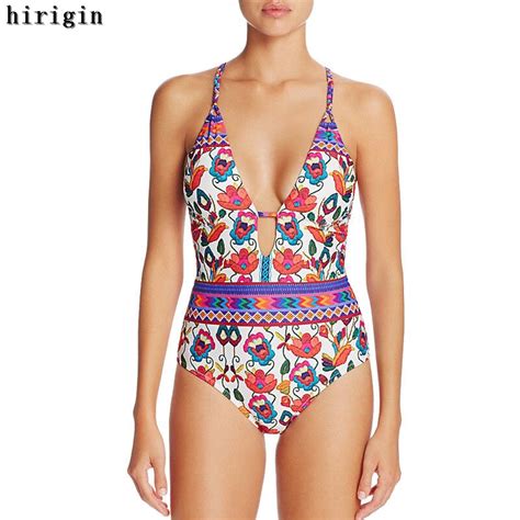 Sexy Women Swimsuit One Piece Bikini Bandage Monokini Push Up Padded Bra Swimwear Floral Bathing