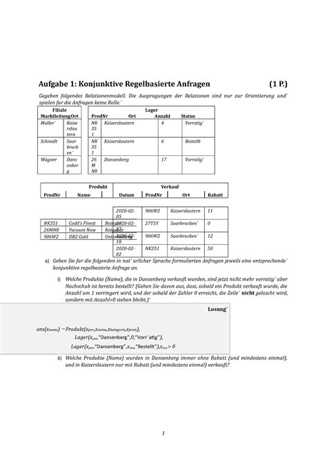 Solution Informationssystem Bung Mit L Sungen Aufgabe