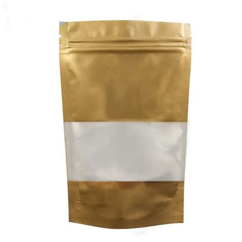 Standup Pouch Gold With Rectangle Window Myperfectpack