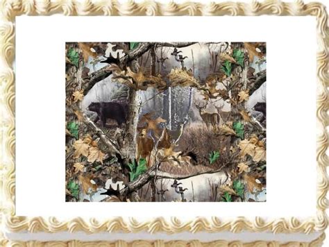 Camo Hunting Deer Bear Duck Edible Cake Image Party Topper Decoration