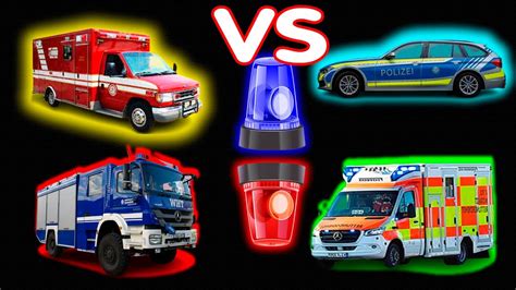 Usa Vs Germany Police Fire Truck Ambulance Siren Horn Sound