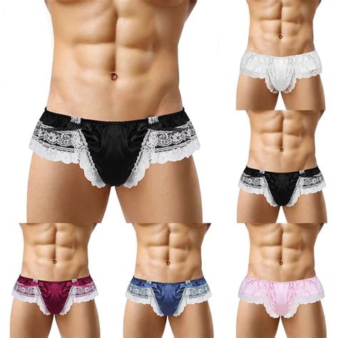 SLIPS CULOTTE LINGERIE Culotte Dentelle Hommes Transparents Sexy Sissy G String EUR