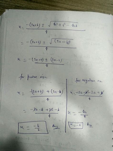 Solve The Quadratic Equation Frac { 1 } { 2 A B 2 X } Frac { 1