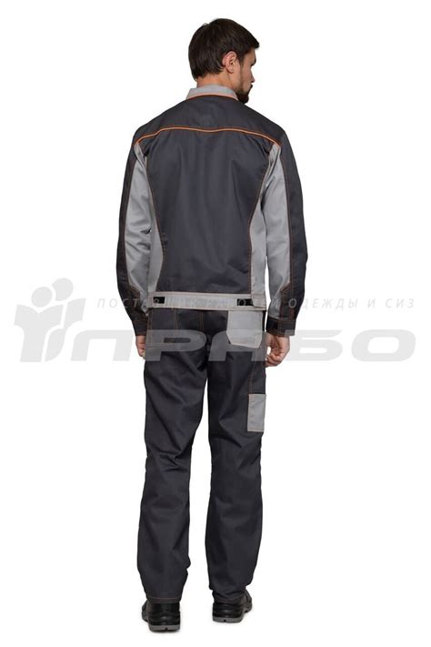 Костюм Бренд 1 (тк.Смесовая,240) брюки ПРАБО, т.серый/св.серый/оранж ...