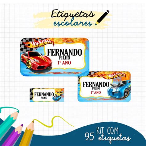 Etiqueta Escolar Personalizada Hot Wheels Shopee Brasil