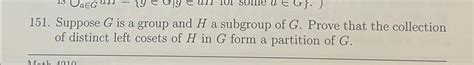 Solved Suppose G Is A Group And H A Subgroup Of G Prove Chegg