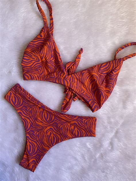 Bikini Completo Cebra Naranja Alutienda