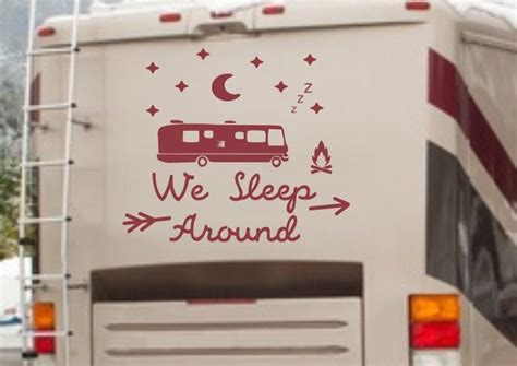Funny Rv Decal We Sleep Around Custom Rv Decal Camper Decal Rv