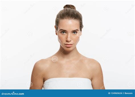 Portrait Of Attractive Caucasian Smiling Woman Brunette Isolated On White Studio Shot Head And