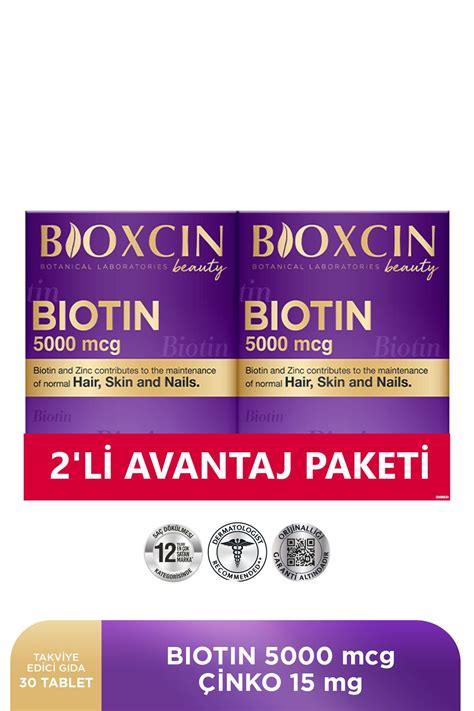 Bioxcin Biotin 5.000 Mcg 30 Tablet - Biotin + Çinko 15 Mg Saç Ve Tırnak ...