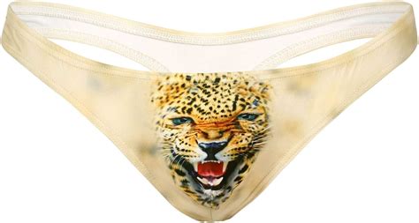 Iiniim Herren Slips Briefs Mini String Leopard Wolf Druck Bikini Slips Badehose Tanga Thong