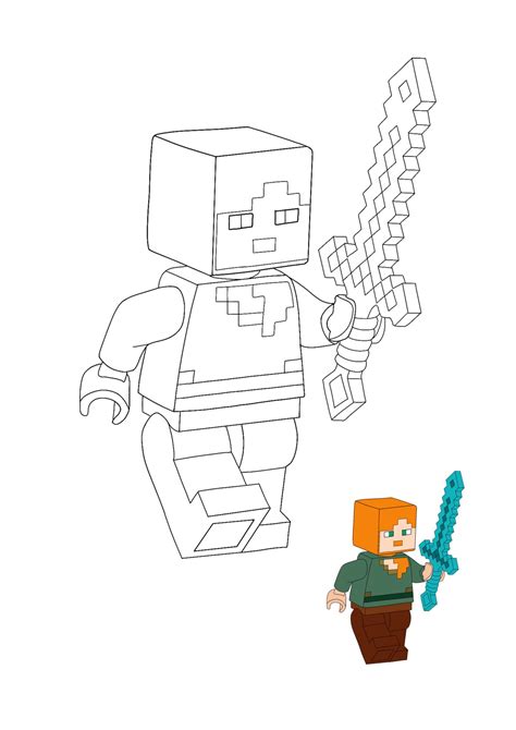 Minecraft Lego Alex Coloring Pages - 2 Free Coloring Sheets (2021)
