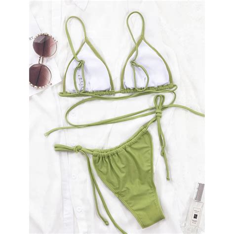 Sino Trend Sexy Wrap Around Bikini Female Green Swimsuit Women Swimwear