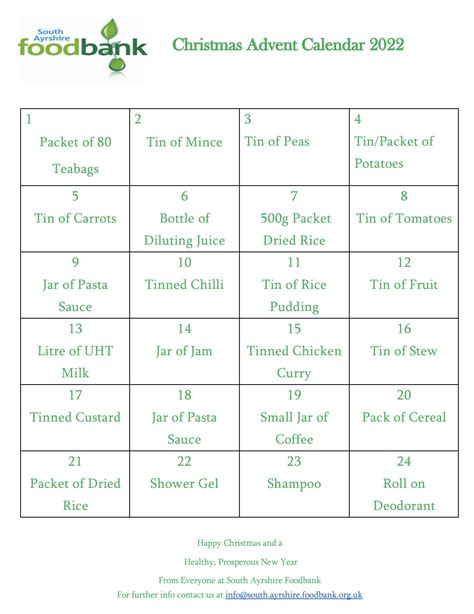Christmas Advent Calendar 2022 | South Ayrshire Foodbank