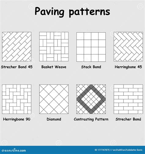 Paving Patterns 8 Different Examples Stock Vector Illustration Of