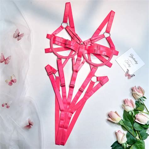 Lady Lingerie Set Sexy Bodysuit Hollow Out Bra Bandage Erotic Body Sissy Sex Hot Woman Bdsm Open