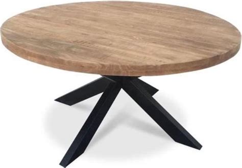 Mangohout Eettafel Rond Cm Transparante Lak Behandeling Smalle