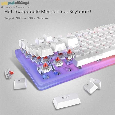 کیبورد گیمینگ مکانیکال بدنه شفاف وومیر مدل Womier K RGB TKL Hot Swappable Mechanical Gaming