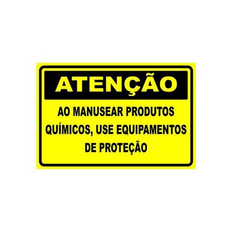 Placa De Sinalização Atenção Produtos Químicos Equipamento MadeiraMadeira