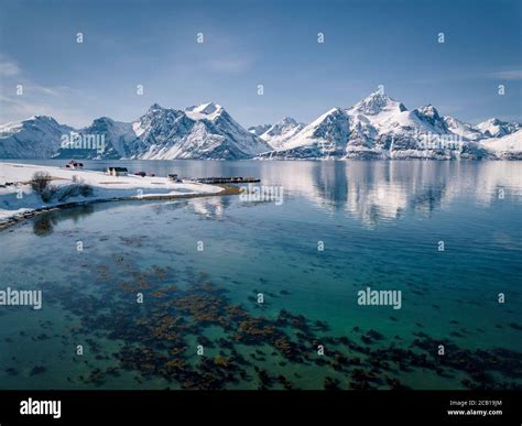 Snow Covered Peaks Of The Lyngen Alps Vaggastindan Glacier