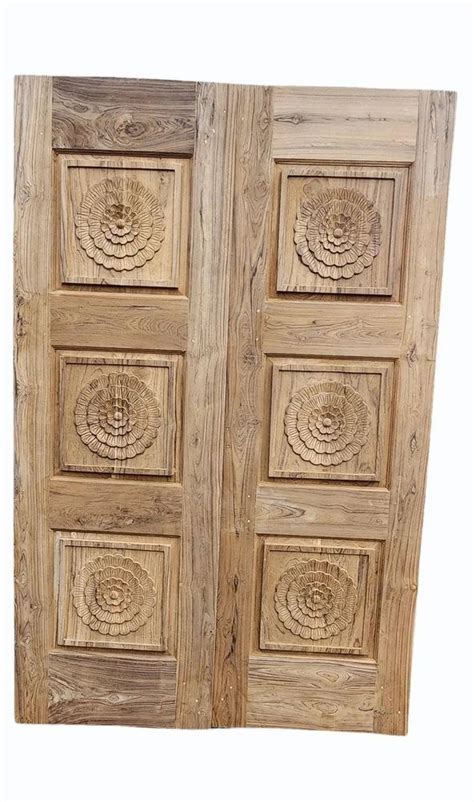 Exterior Interior Teak Wood Carving Double Door For Home 84 Inch At