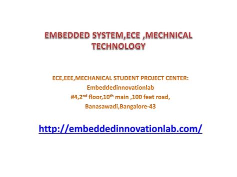 Embedded System Projects For Final Year Bangalore Ppt