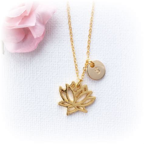 Gold Lotus Necklace Personalized Lotus Flower Necklace