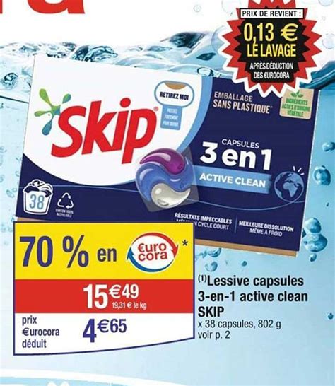 Promo Lessive Capsules 3 En 1 Active Clean Skip Chez Cora ICatalogue Fr