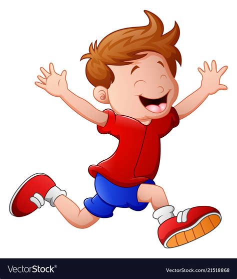 Cartoon little boy running Royalty Free Vector Image