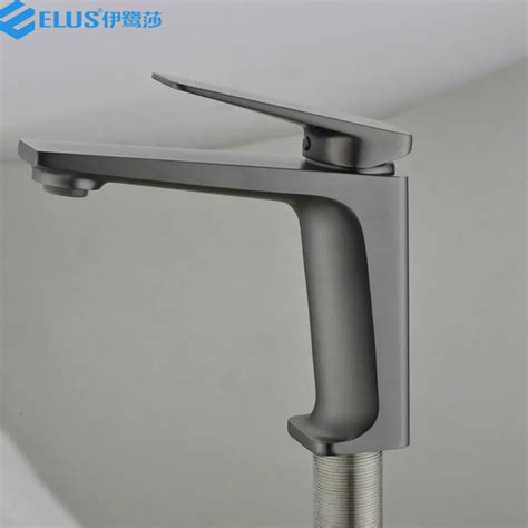 Unique Mixer Design Gun Metal Color Full Brass Washroom Basin Faucet With Hot And Cold Function
